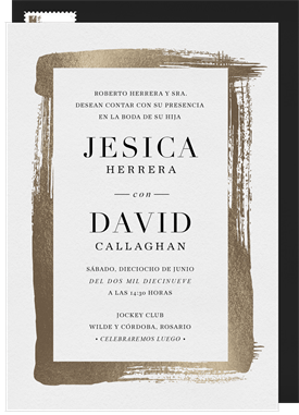 'Gold Brushstroke' Wedding Invitation