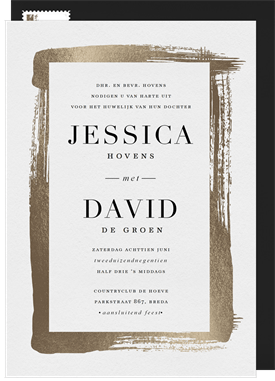 'Gold Brushstroke' Wedding Invitation