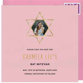 'Simple Gold Star' Bat Mitzvah Save the Date