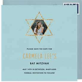 'Simple Gold Star' Bat Mitzvah Save the Date