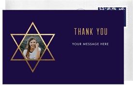 'Simple Gold Star' Bat Mitzvah Thank You Note