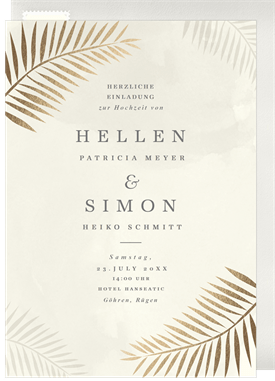 'Foil Palm Leaves' Wedding Invitation