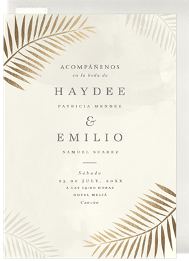 'Foil Palm Leaves' Wedding Invitation