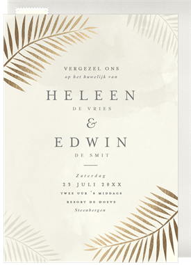 'Foil Palm Leaves' Wedding Invitation