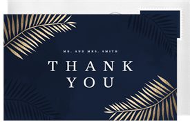 'Foil Palm Leaves' Wedding Thank You Note