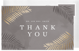 'Foil Palm Leaves' Wedding Thank You Note