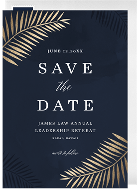 'Foil Palm Leaves' Business Save the Date