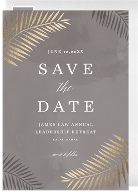'Foil Palm Leaves' Business Save the Date