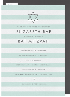 'Contemporary Stripes' Bat Mitzvah Invitation