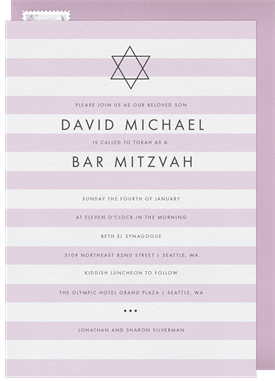'Contemporary Stripes' Bar Mitzvah Invitation
