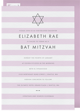 'Contemporary Stripes' Bat Mitzvah Invitation