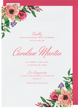 'Coral Florals' Adult Birthday Invitation