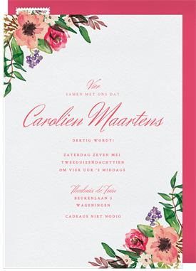 'Coral Florals' Adult Birthday Invitation