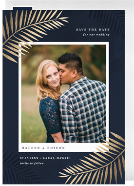 'Foil Palm Photo' Wedding Save the Date