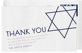 'Simple and Modern' Bar Mitzvah Thank You Note