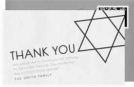 'Simple and Modern' Bar Mitzvah Thank You Note