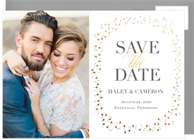 'Modern Gold Confetti' Wedding Save the Date