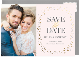 'Modern Gold Confetti' Wedding Save the Date