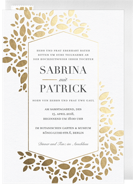 'Modern Geometric Leaves' Wedding Invitation