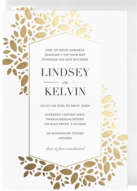 'Modern Geometric Leaves' Wedding Invitation