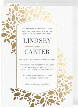 'Modern Geometric Leaves' Wedding Invitation