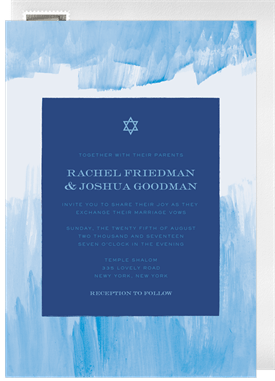 'Blue Brushstrokes' Wedding Invitation
