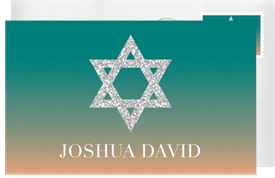 'Ombre Silver Star' Bar Mitzvah Thank You Note