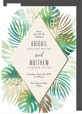 'Lush Tropical Foliage' Wedding Invitation