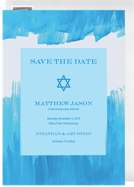 'Blue Brushstrokes' Bar Mitzvah Save the Date