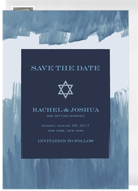 'Blue Brushstrokes' Wedding Save the Date