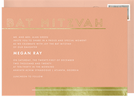 'Golden Bat Mitzvah' Bat Mitzvah Invitation