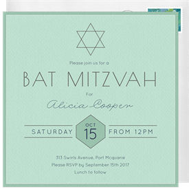 'Simple Bat Mitzvah' Bat Mitzvah Invitation