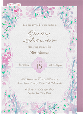 'Gorgeous Watercolor Pastels' Baby Shower Invitation