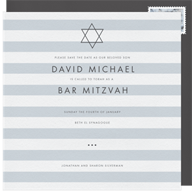 'Contemporary Stripes' Bar Mitzvah Save the Date