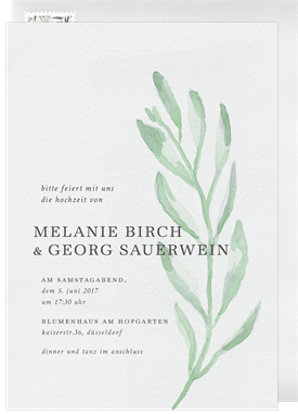 'Watercolor Olive Branch' Wedding Invitation