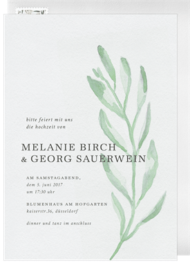 'Watercolor Olive Branch' Wedding Invitation