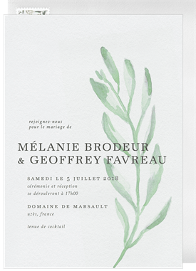 'Watercolor Olive Branch' Wedding Invitation