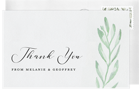 'Watercolor Olive Branch' Wedding Thank You Note