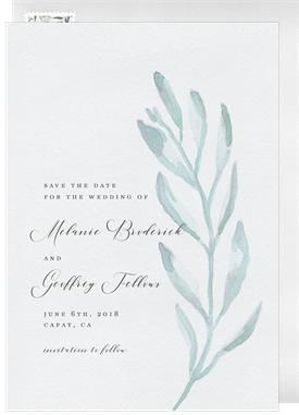 'Watercolor Olive Branch' Wedding Save the Date