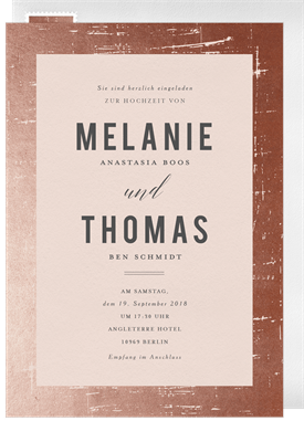 'Edgy Foil Frame' Wedding Invitation