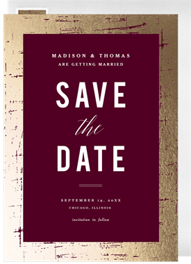 'Edgy Foil Frame' Wedding Save the Date