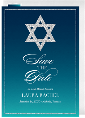'Ombre Silver Star' Bat Mitzvah Save the Date