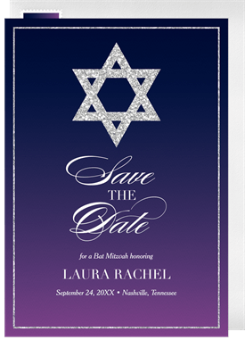 'Ombre Silver Star' Bat Mitzvah Save the Date