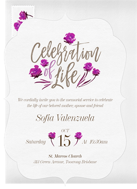 'Floral Celebration' Memorial Invitation