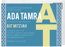 'Colorful Dashes' Bat Mitzvah Invitation