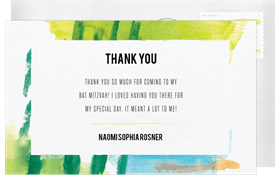 'Modern Abstract' Bat Mitzvah Thank You Note