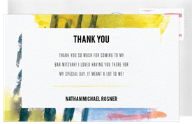 'Modern Abstract' Bar Mitzvah Thank You Note