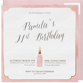 'Champagne Accent' Adult Birthday Invitation
