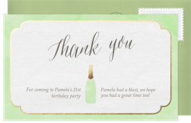 'Champagne Accent' Adult Birthday Thank You Note
