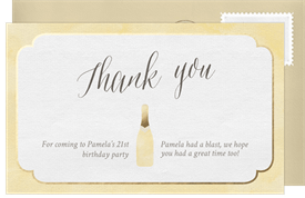 'Champagne Accent' Adult Birthday Thank You Note